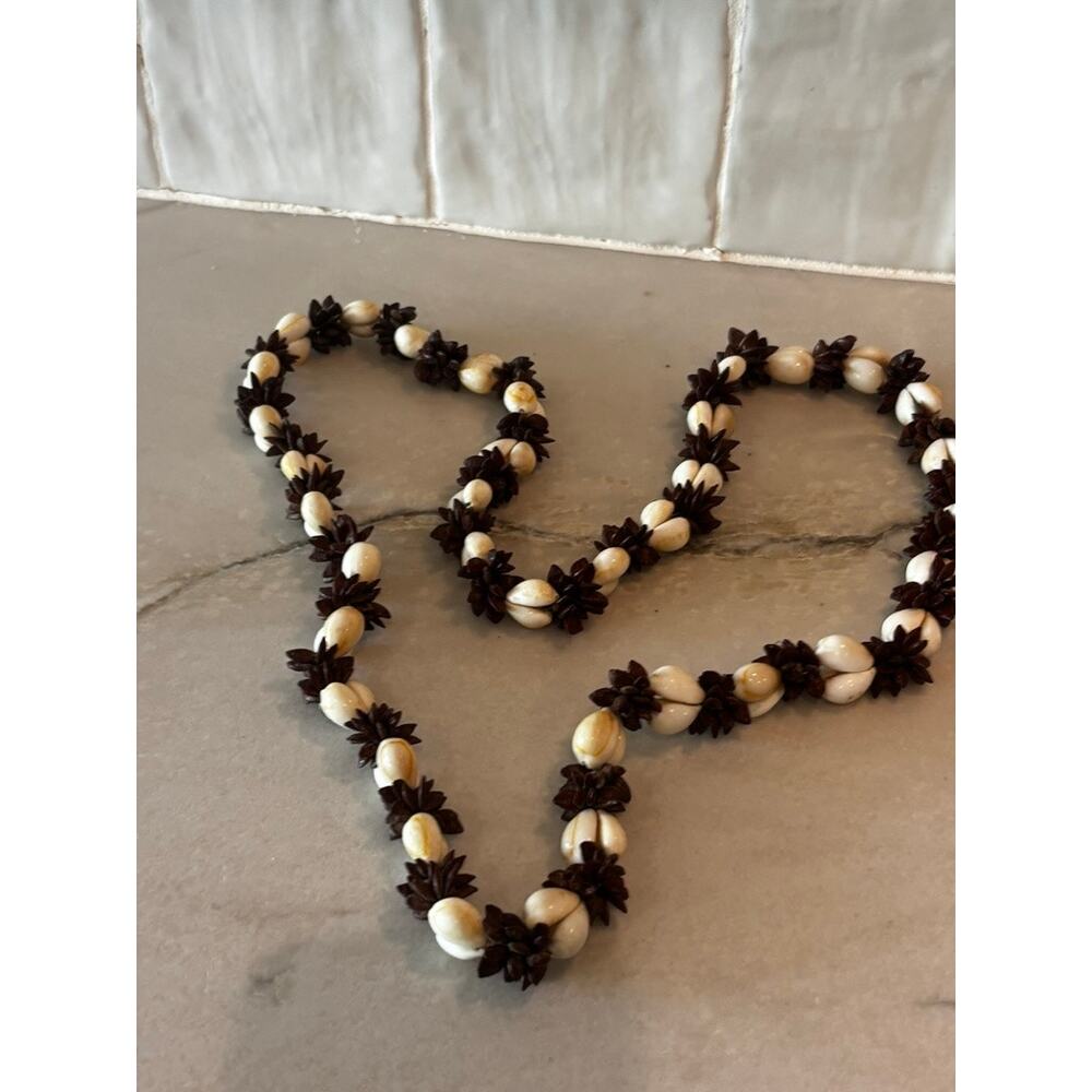 Vintage Shell & Seed Necklace Natural Boho Coastal Tribal Jewelry Strand